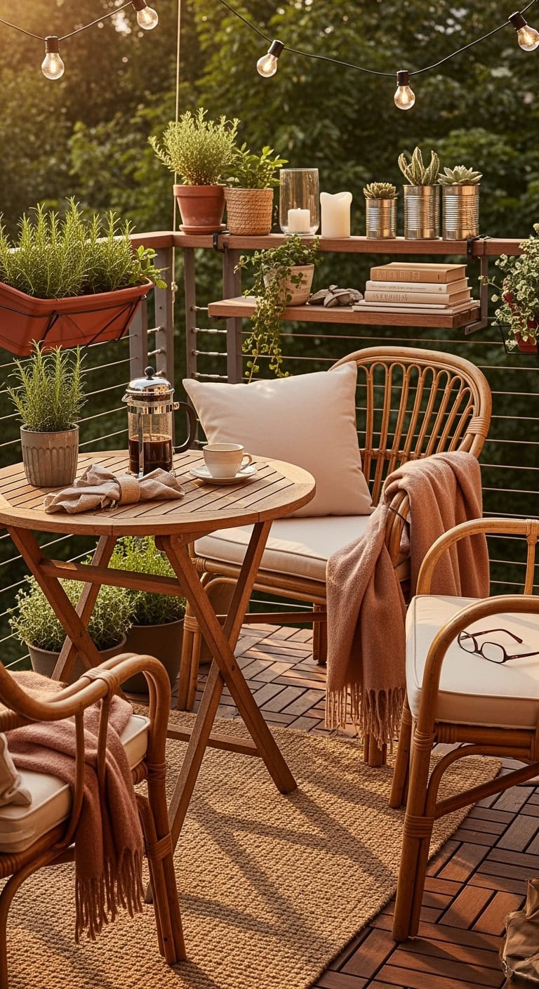 cozy parisian style balcony bistro arrangements