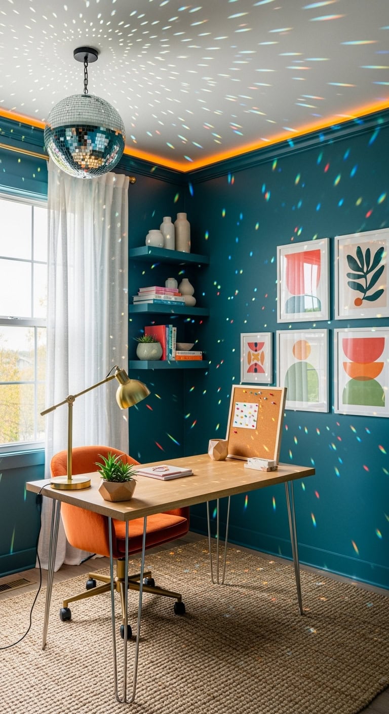 disco ball workspace mood lighting