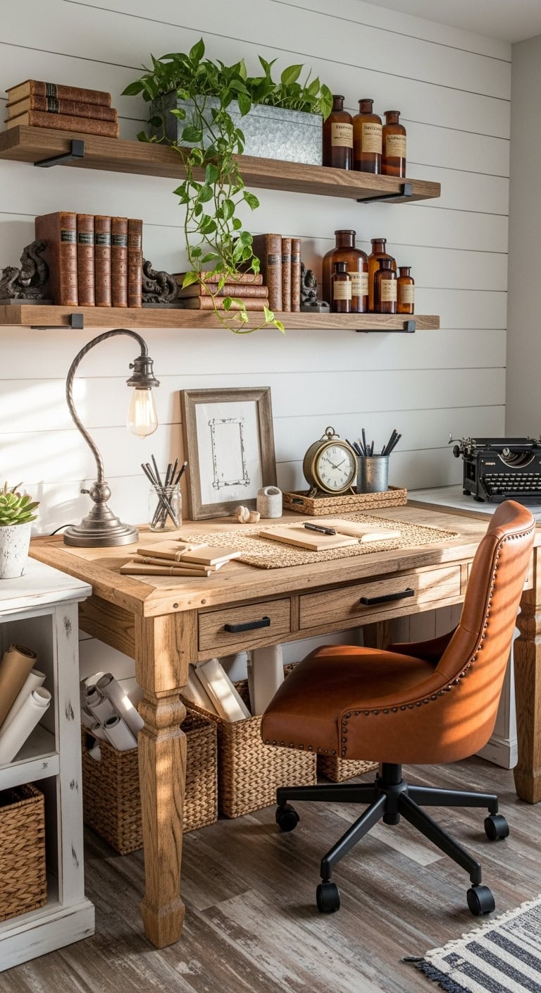 rustic farmhouse industrial chic office