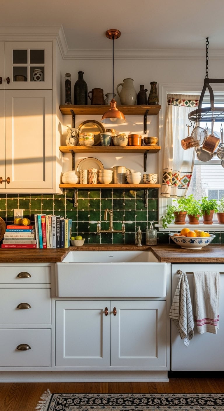 eclectic white kitchen design