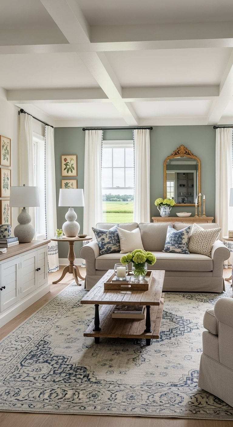 vintage muted blue farmhouse chic