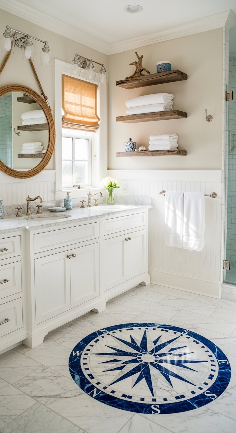 serene coastal blue floor medallions