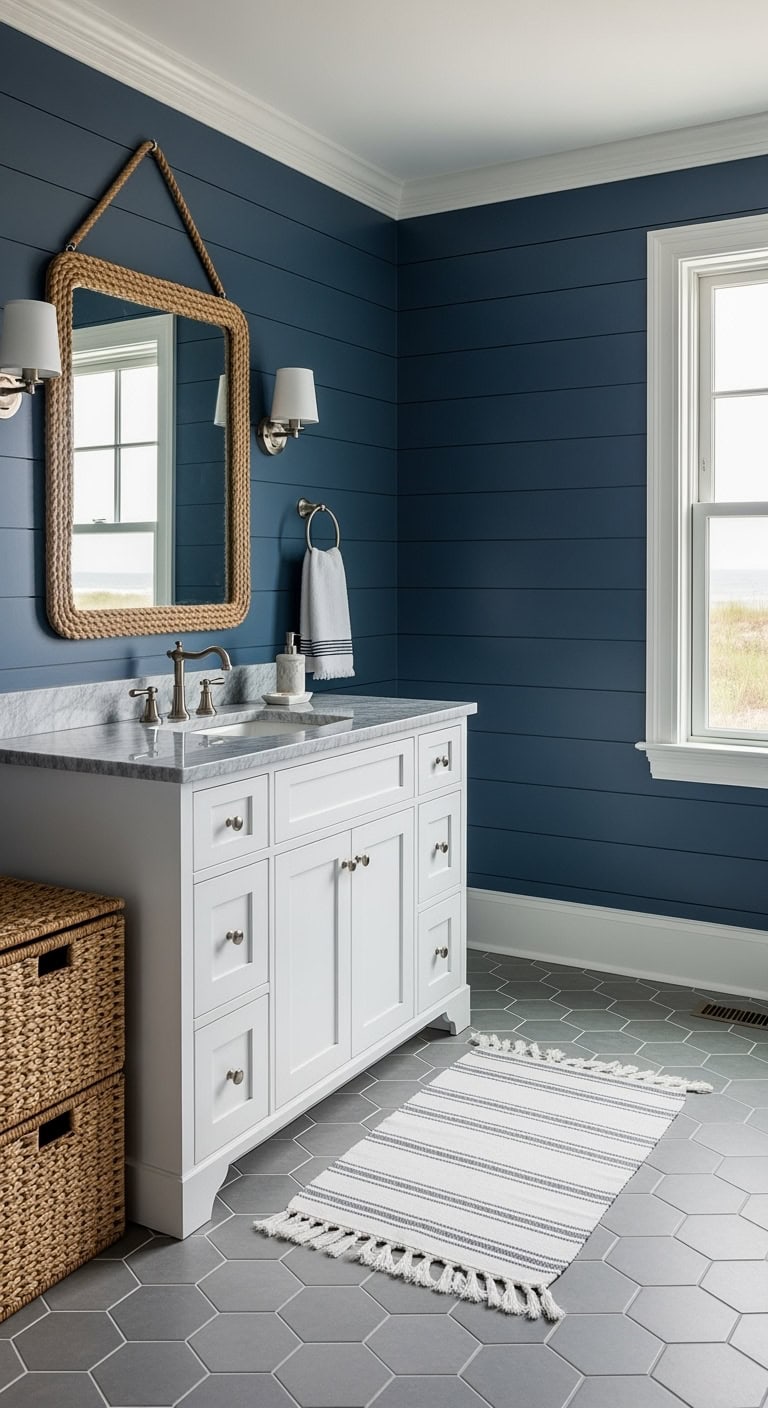 navy shiplap gray marble