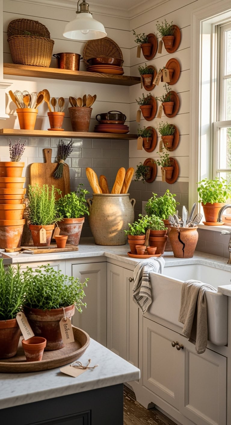 rustic functional versatile terracotta pot storage