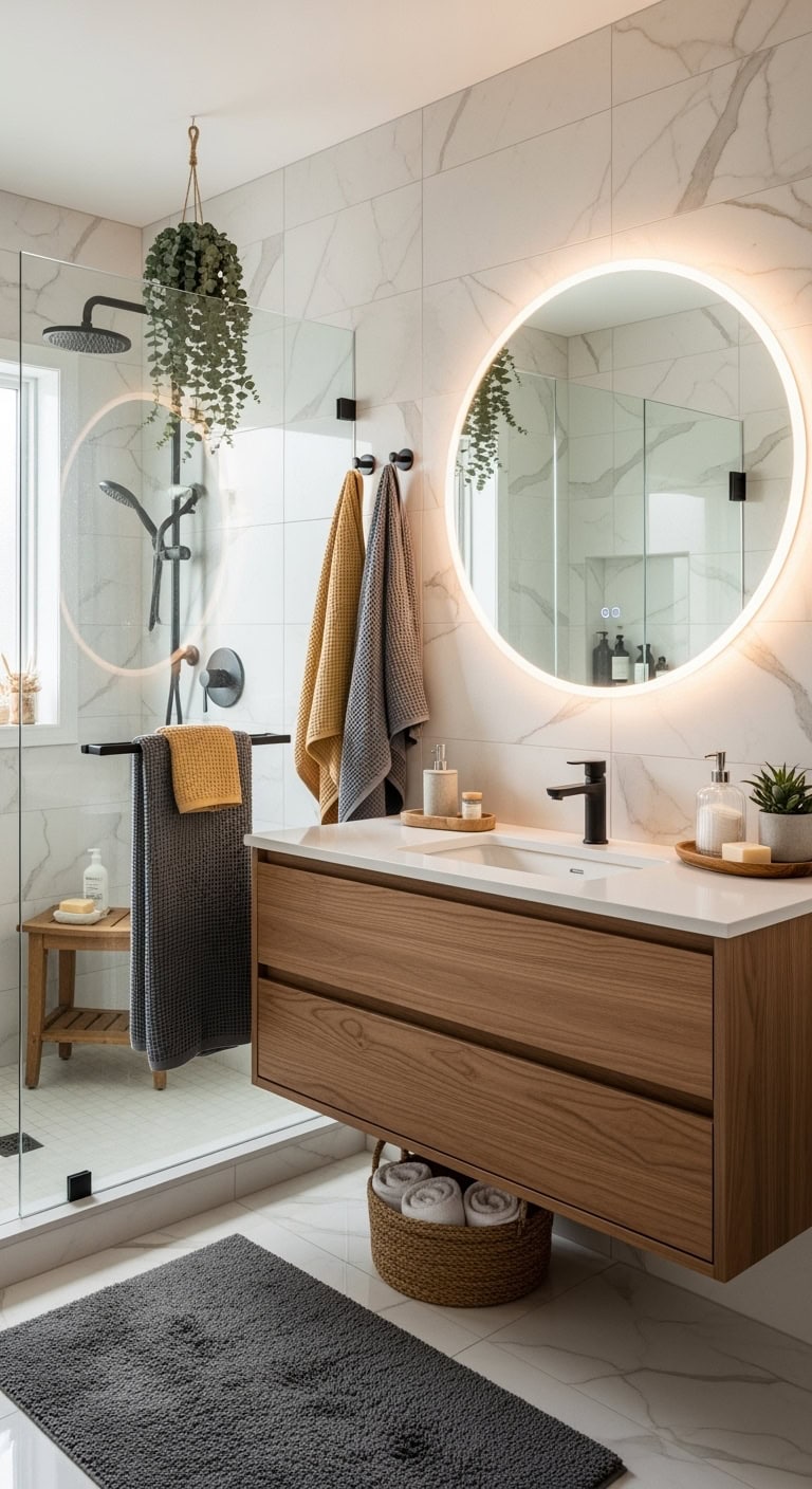 luxurious cream marble bathroom transformation