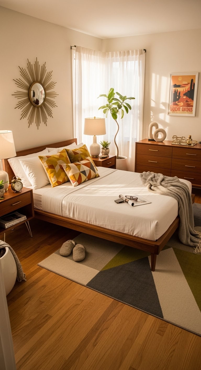 timeless minimalist retro inspired bedroom sanctuary