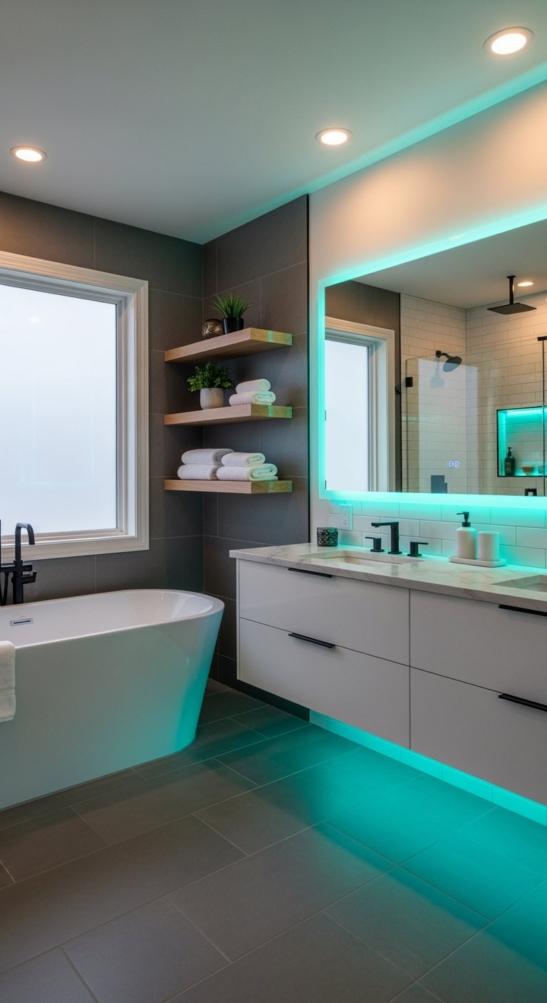 dreamy aqua spa bathroom lighting