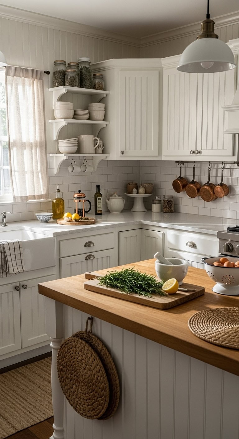 cottage charm with beadboard cabinetry