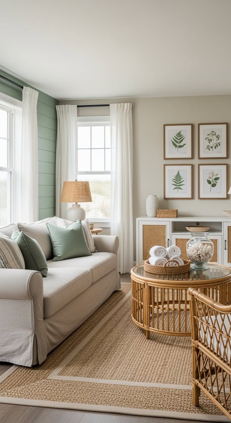 sage coastal cottage livingroom