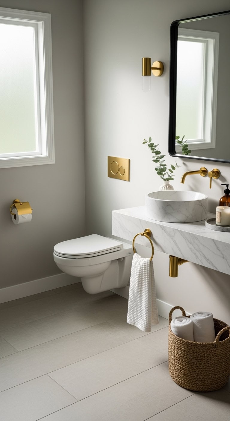 sophisticated gold bathroom accessorization essentials