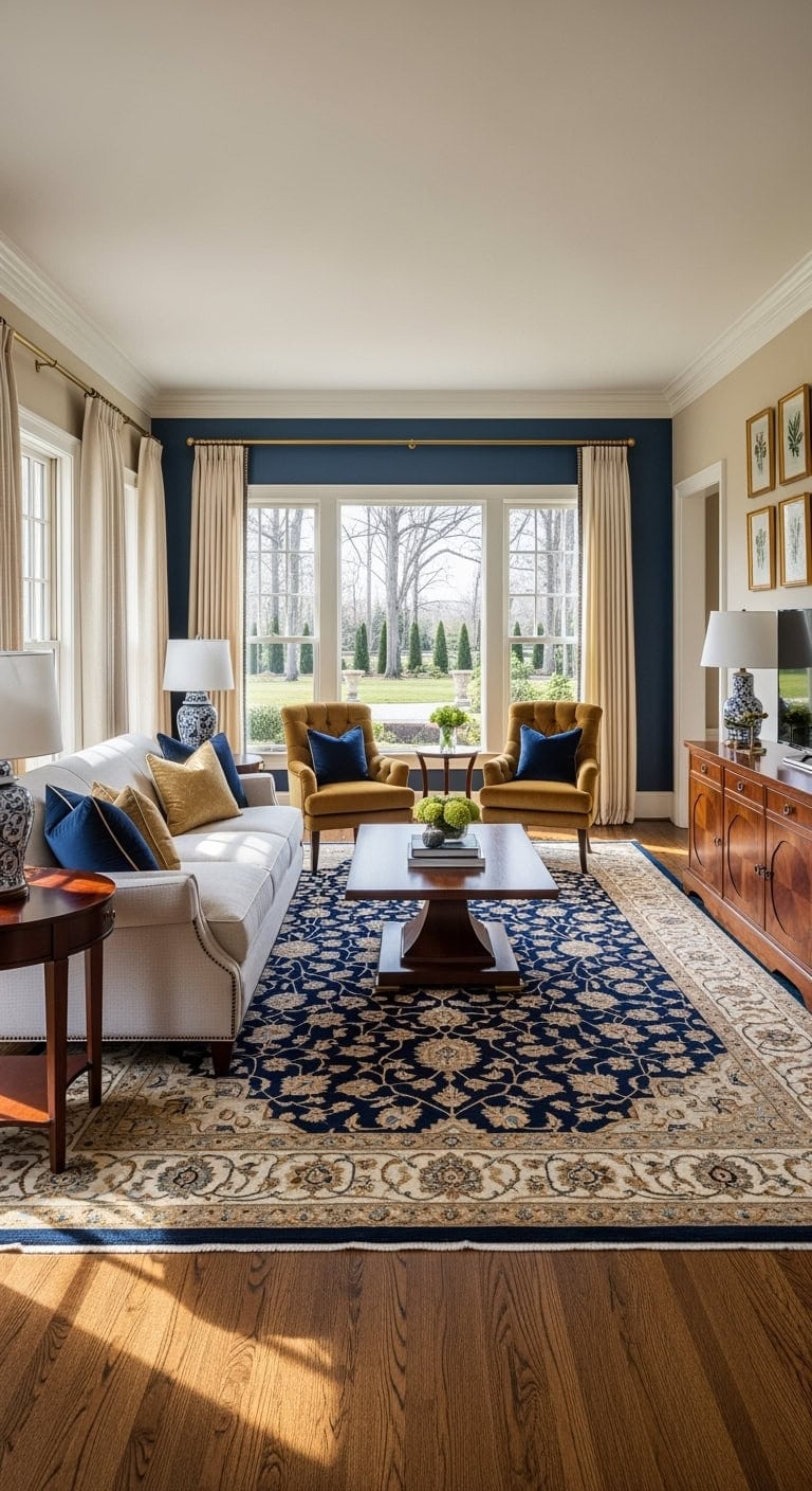 navy oriental rug elegance