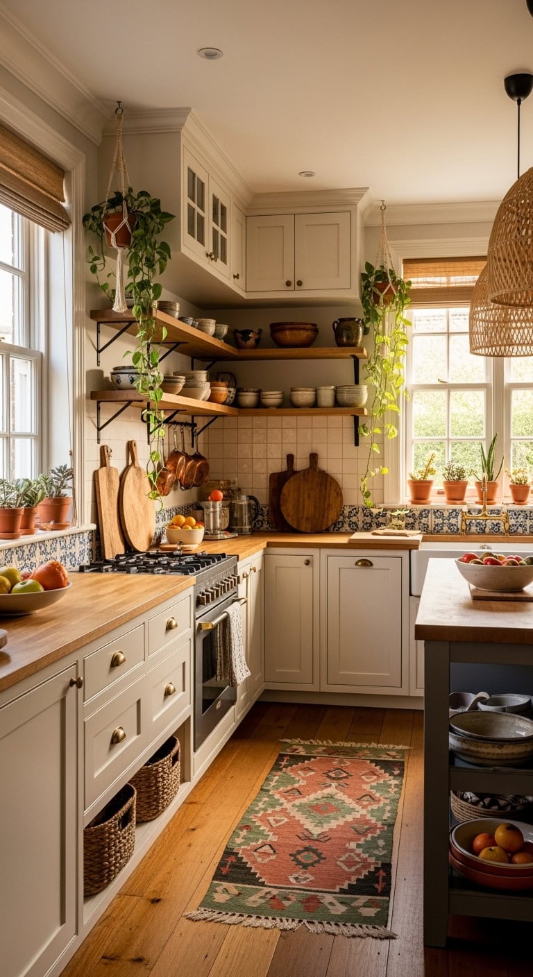 bohemian cream kitchen decor
