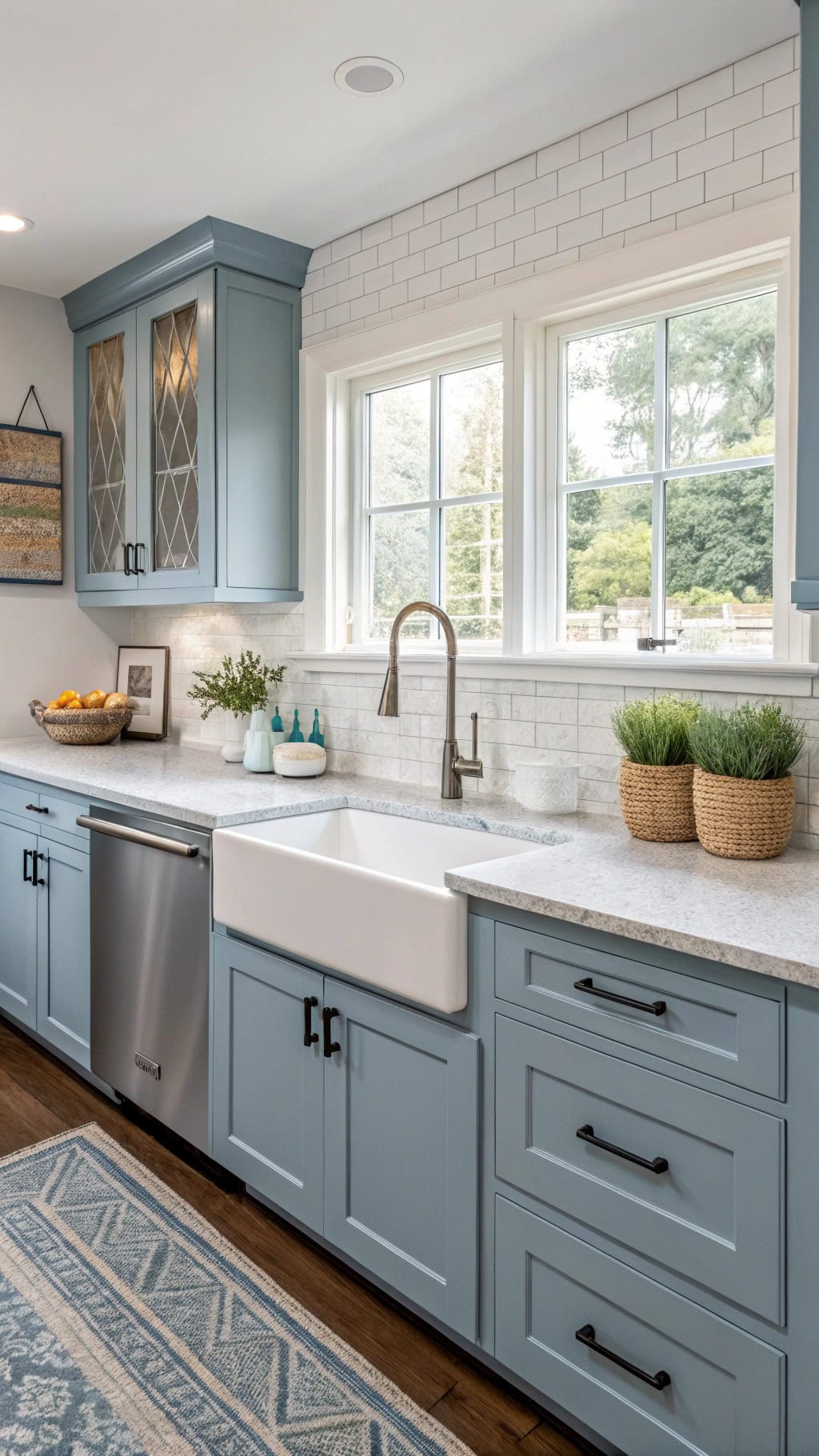 sophisticated matte blue kitchen