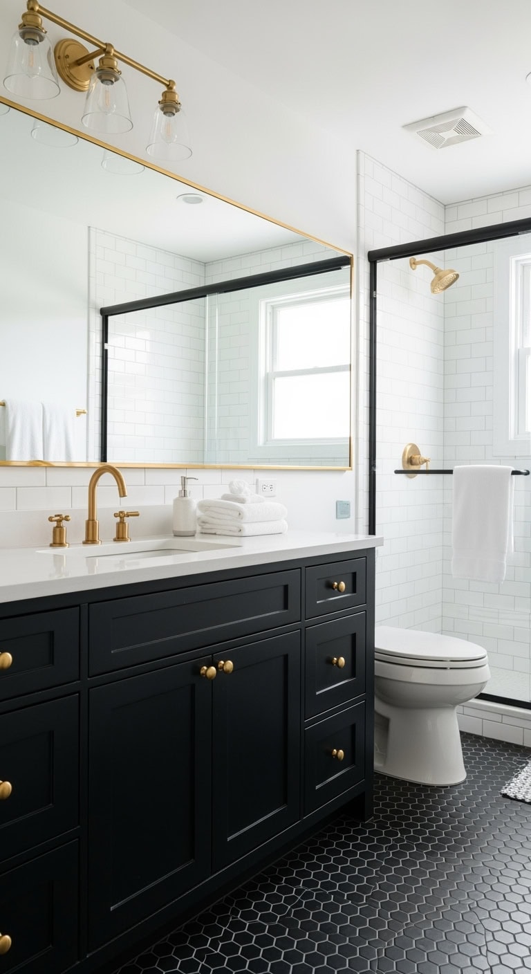 elevate bathroom style with gilded hardware