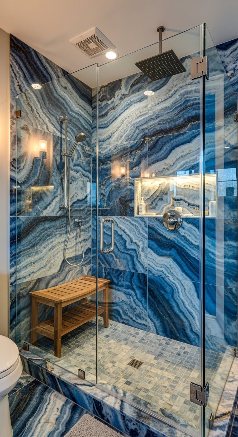 stunning blue onyx shower statement piece