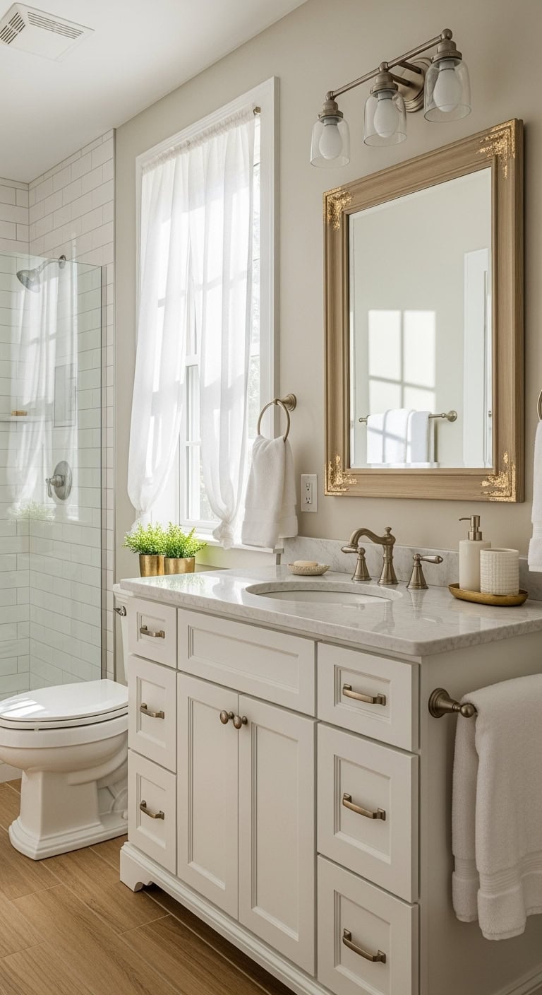 neutral elegant vanity mirror transformation