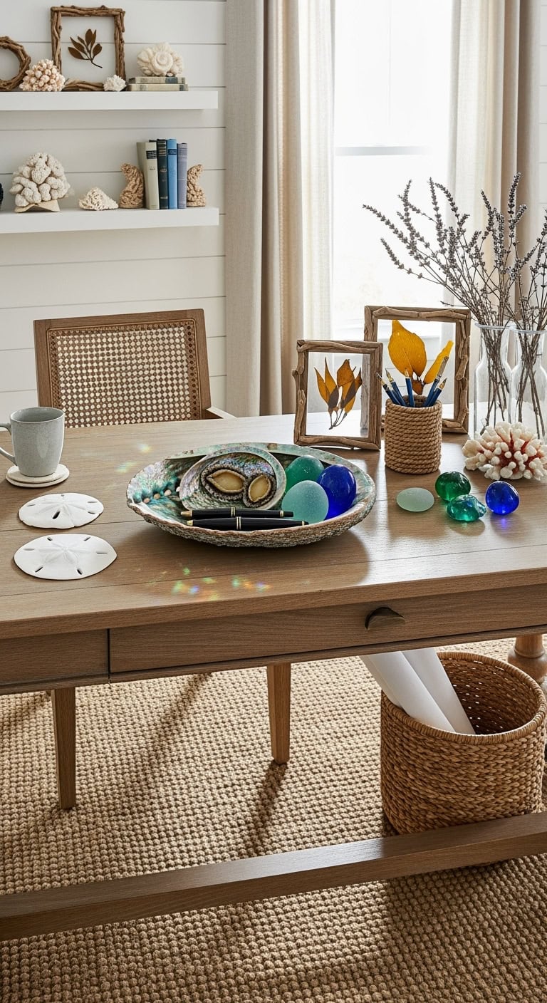 sophisticated beach cottage workspace ambiance