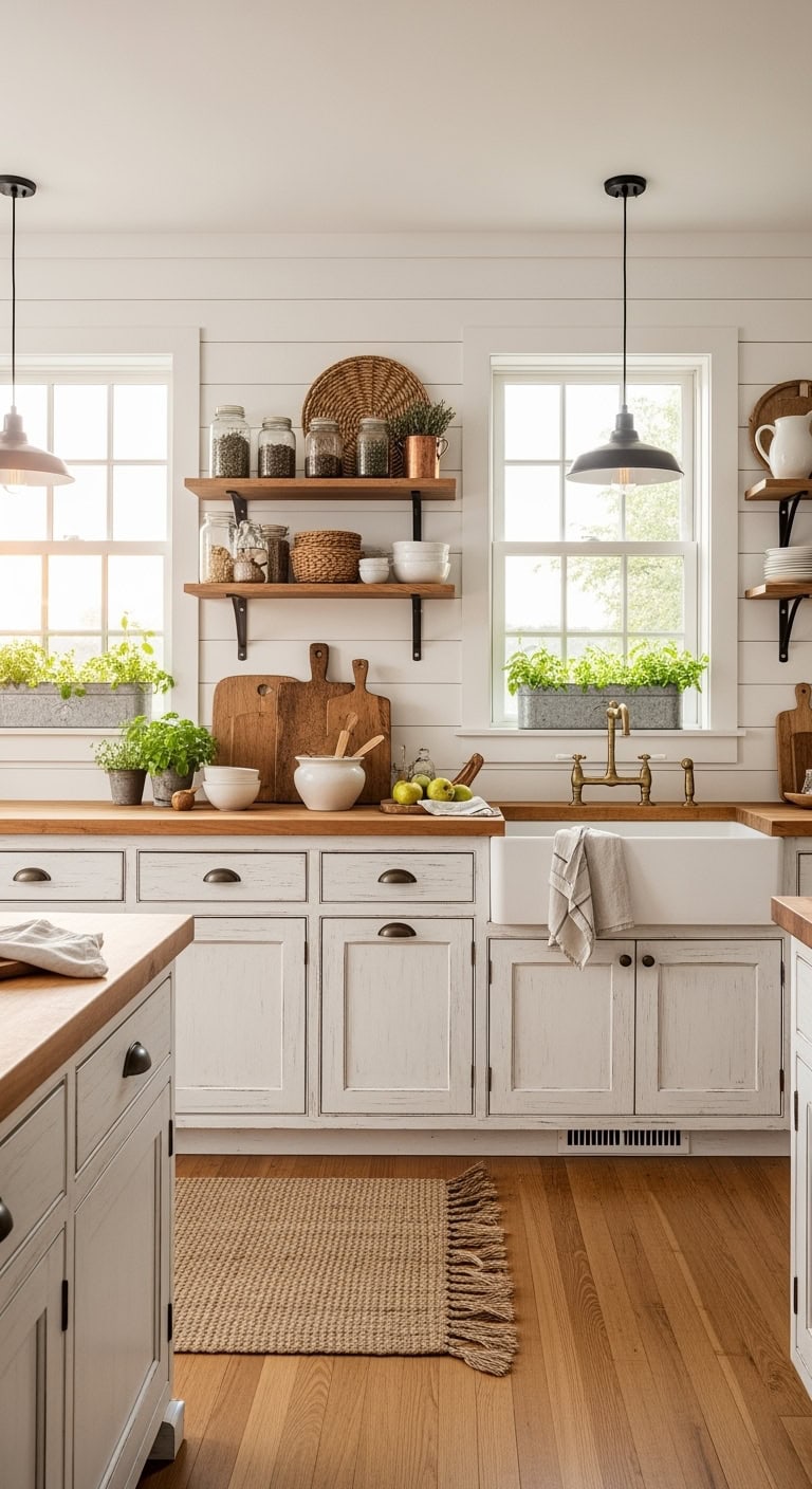 cozy rustic white kitchen