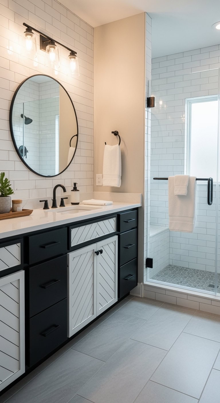 chevron pattern vanity captivating bathroom centerpiece