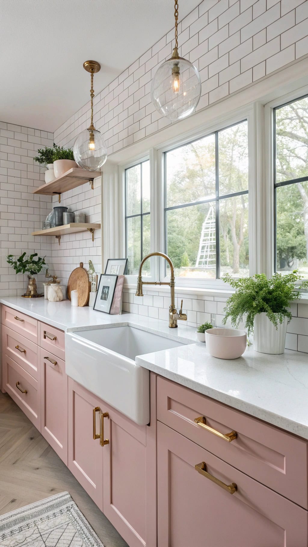 bold pink kitchen centerpiece