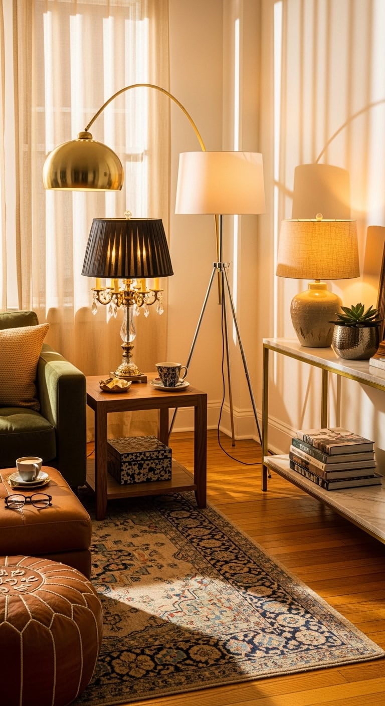 mismatched yet harmonious lamp collection