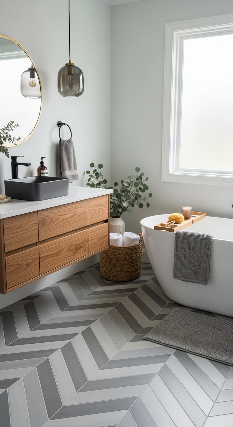 elegant herringbone floor pattern design