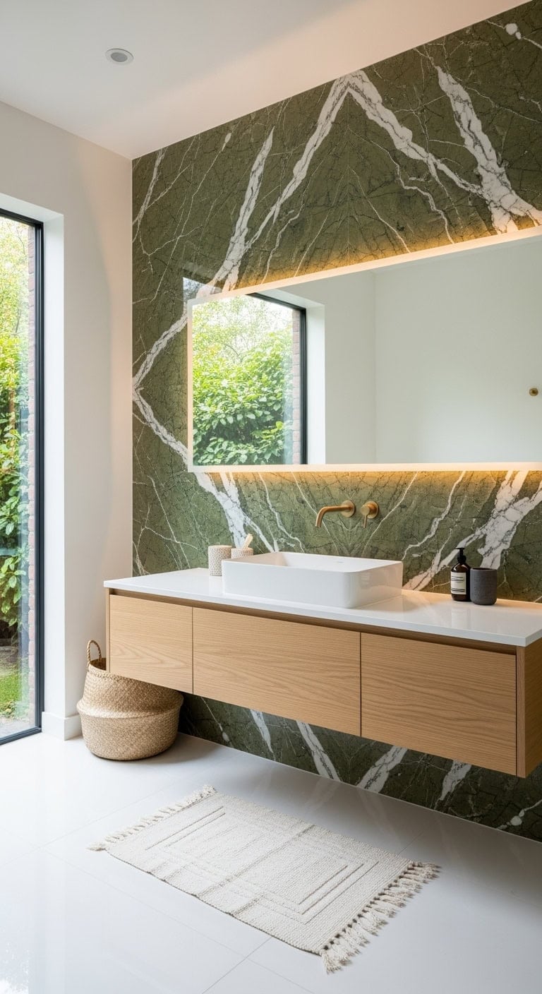 olive marble boutique bathroom vibe