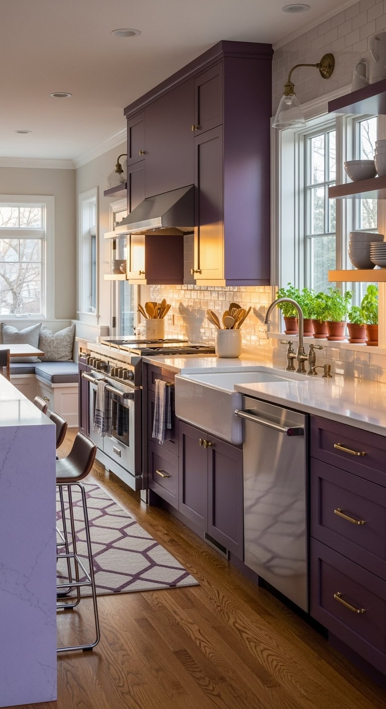 contemporary plum kitchen elegance