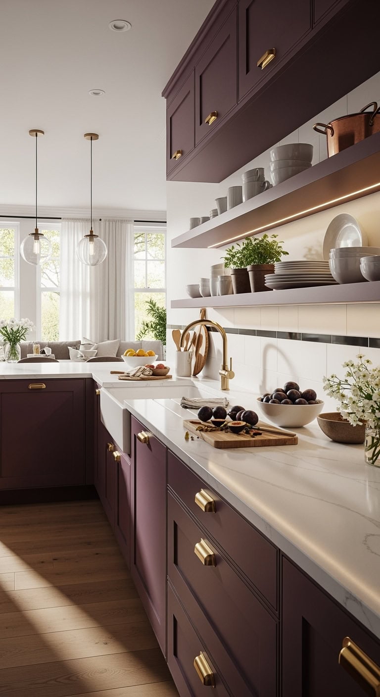 sophisticated plum kitchen design