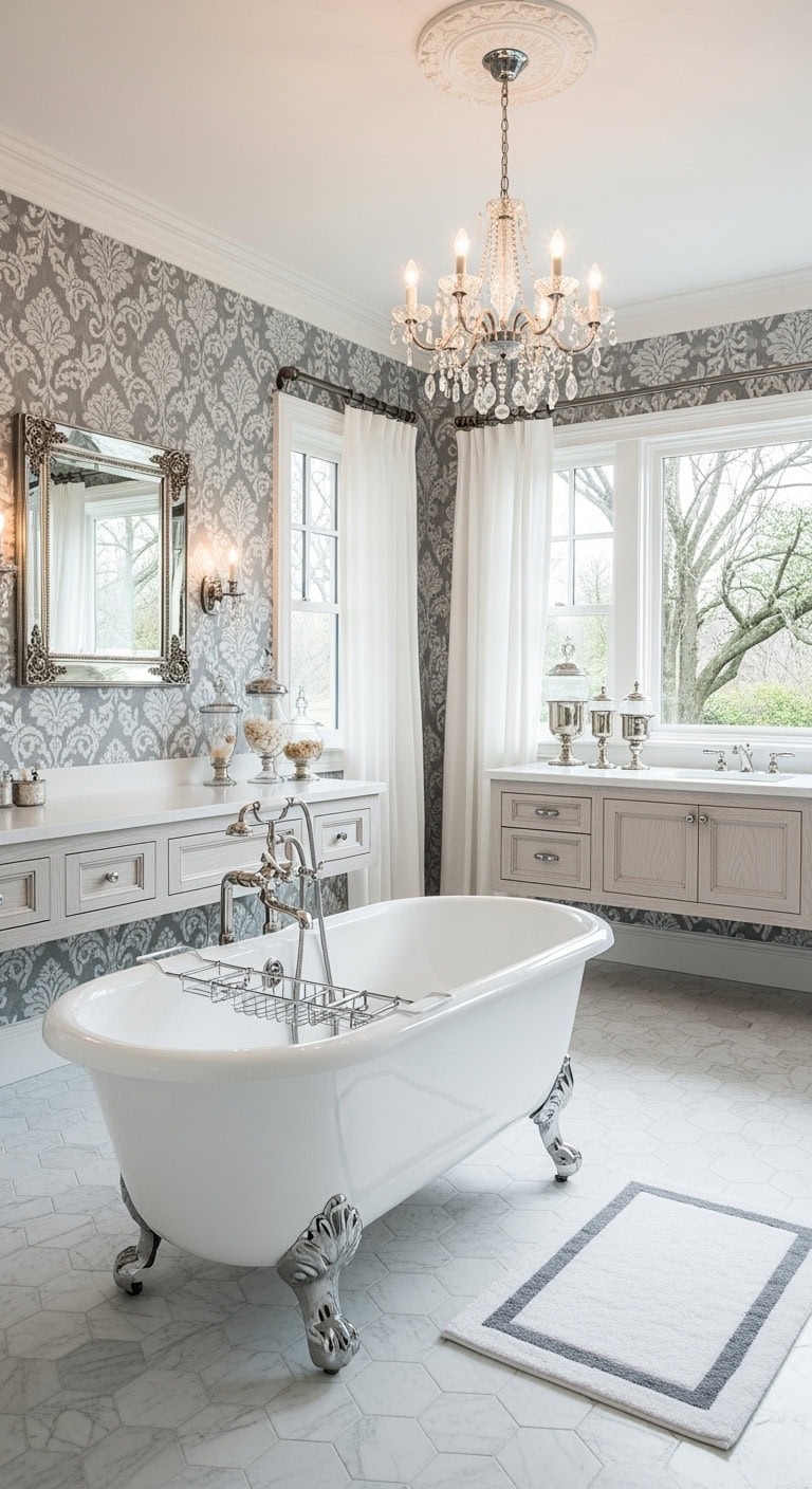 vintage glam clawfoot bathroom