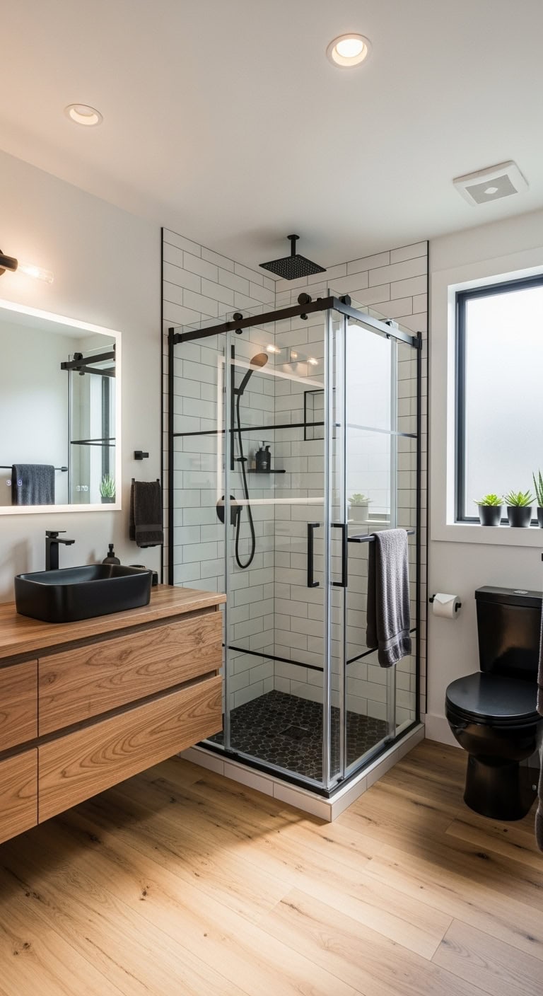 sleek modern minimalist shower enclosure