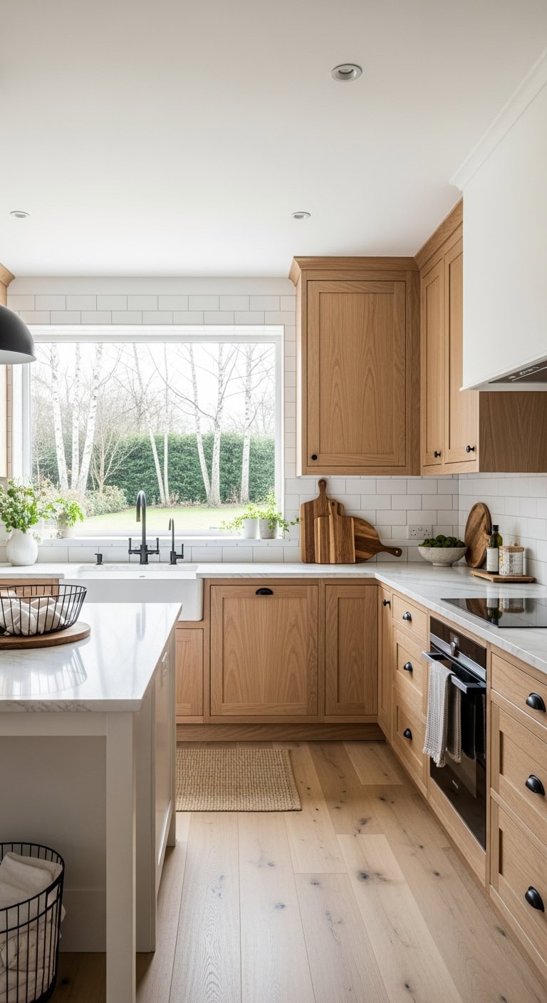 light walnut matte black fixtures