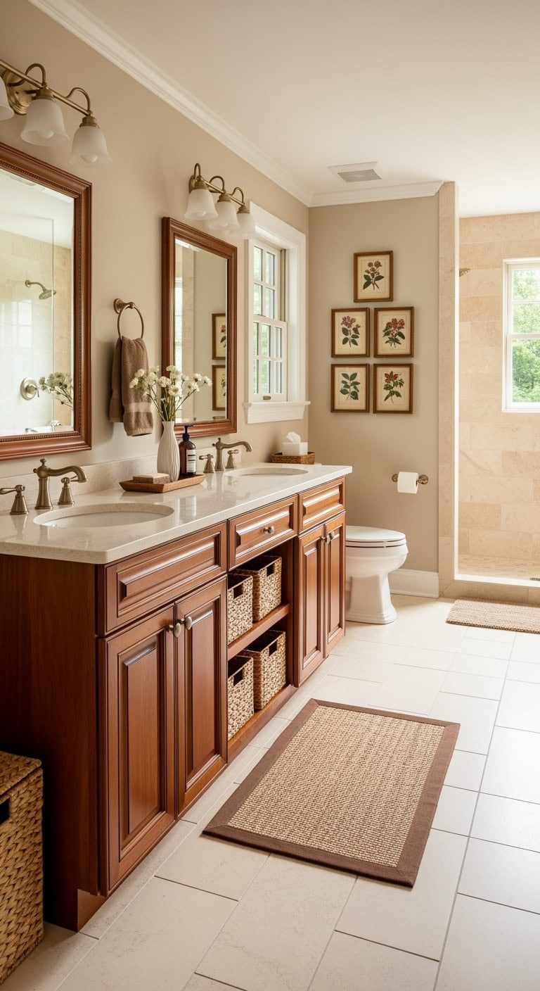 mahogany cabinets ivory surfaces