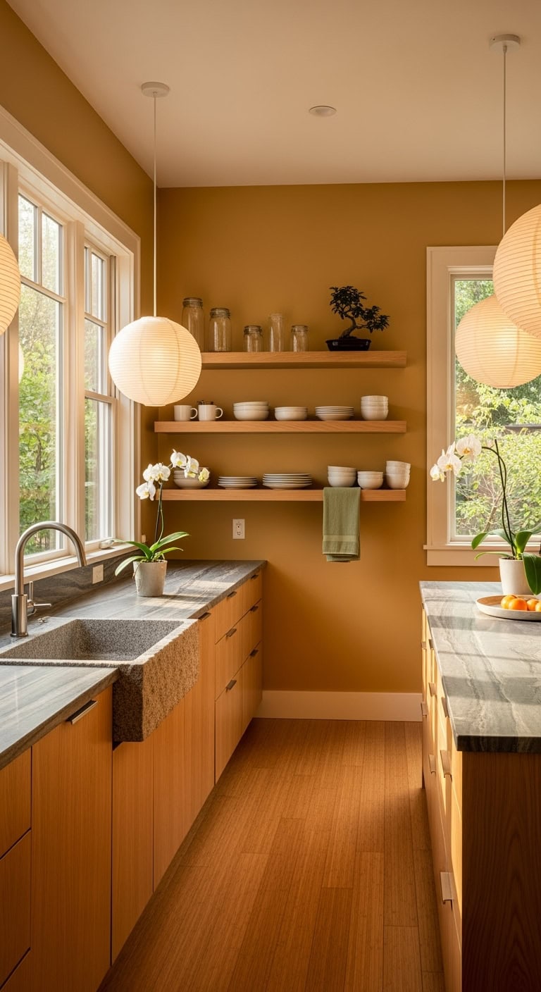 zen mustard kitchen design