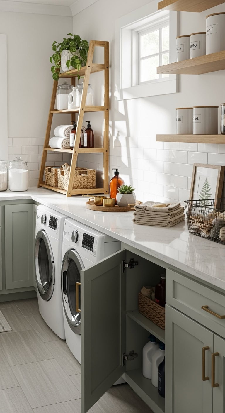 elegant eco friendly bamboo laundry shelving
