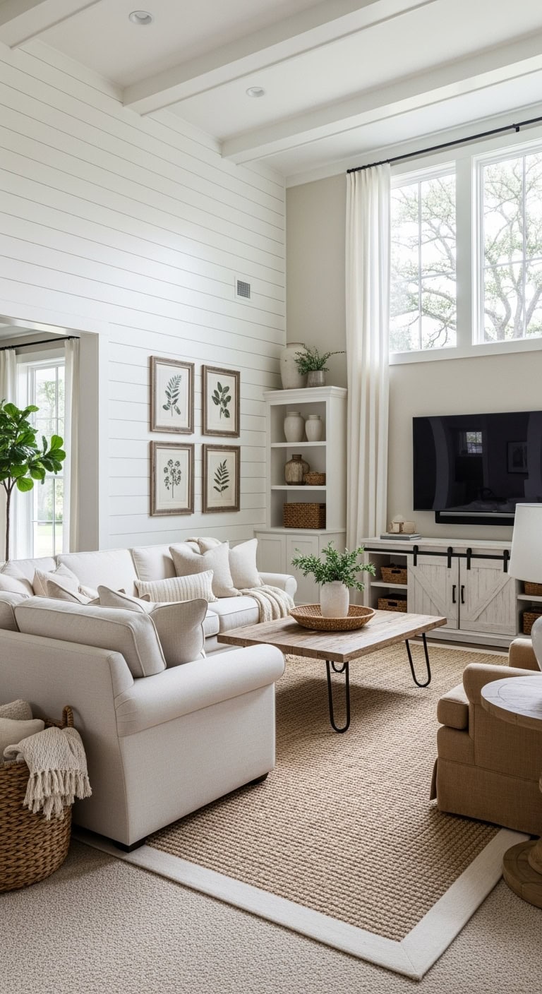 cream linen shiplap farmhouse