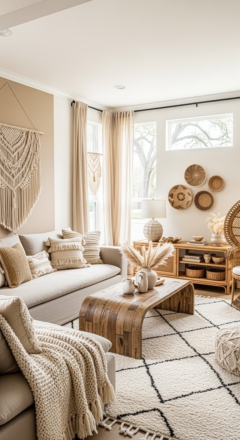 layered beige boho textures