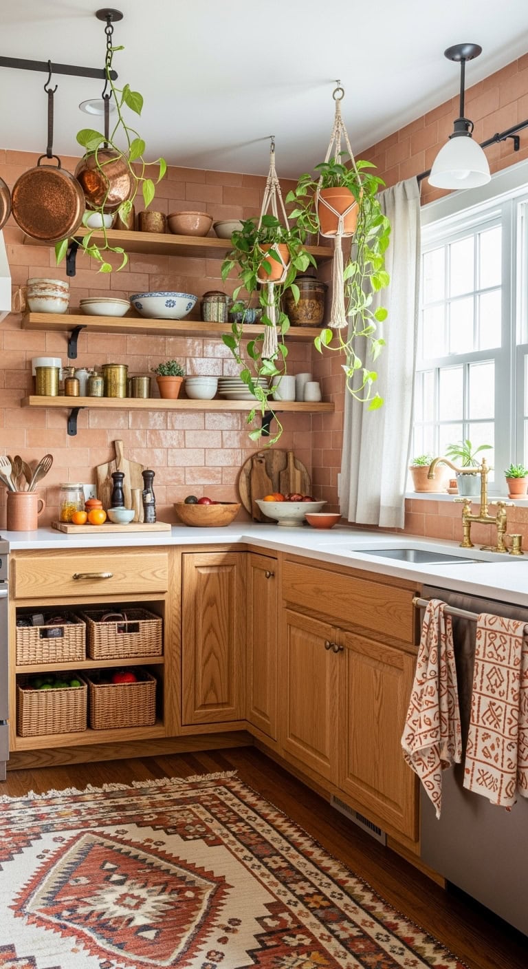 bohemian peach kitchen design