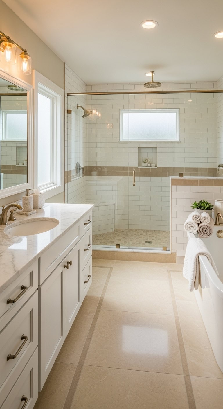 grout color defines bathroom aesthetic