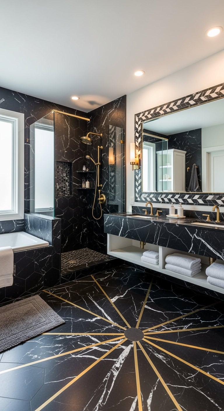 geometric marble inlay design pattern