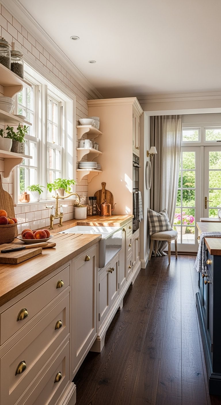 chic grandma inspired peach kitchen