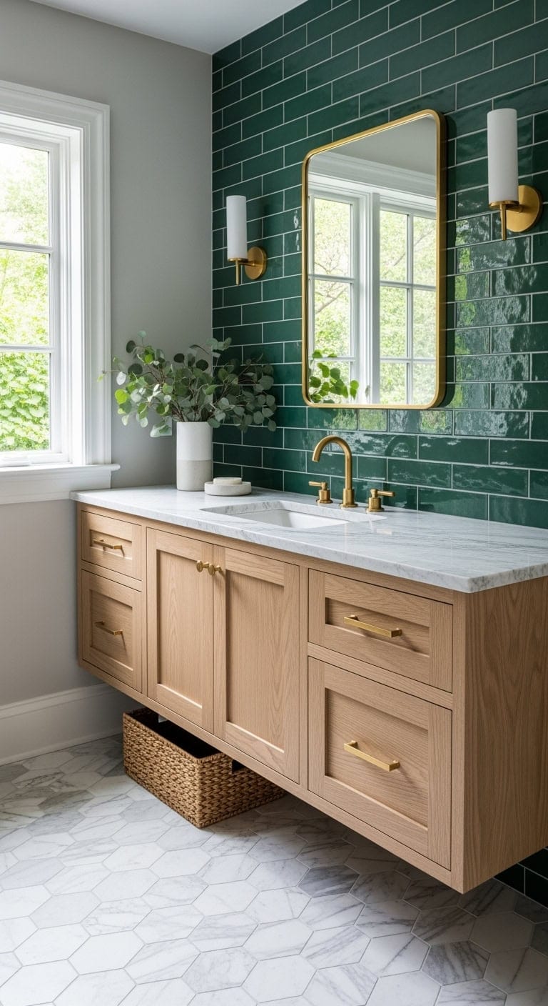 forest green subway tiles
