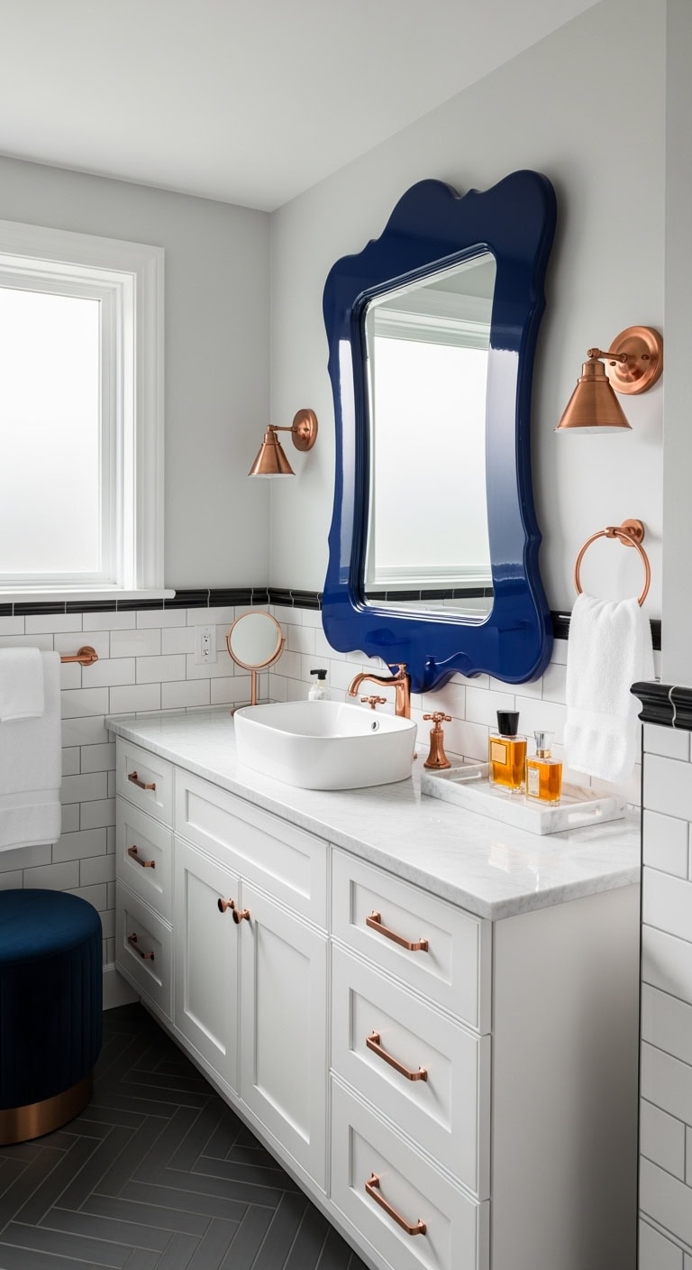 midnight blue statement mirror frame