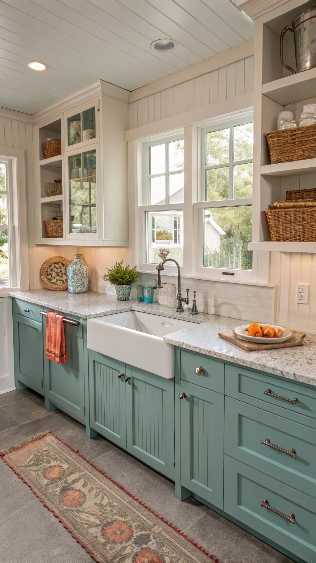 coastal charm beadboard cabinets