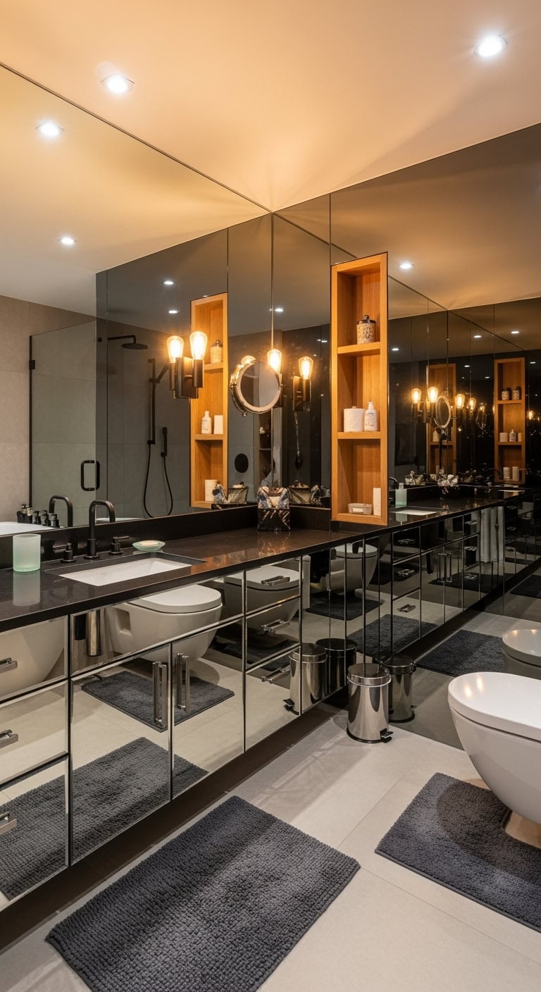 luxurious glamorous reflective bathroom vanity
