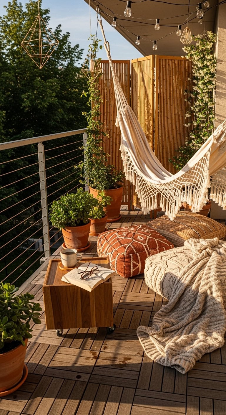 relaxing hammock oasis balcony retreat