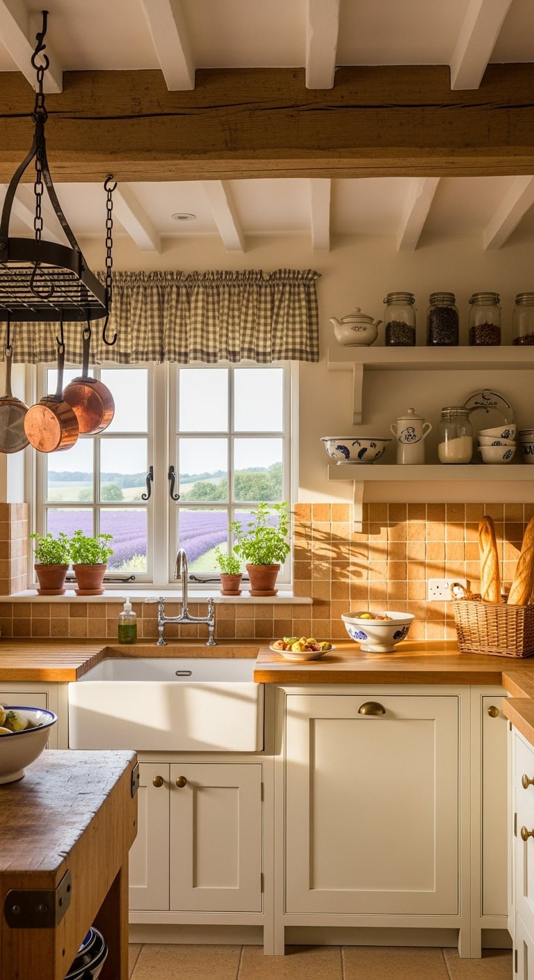 warm rustic romantic french country kitchen