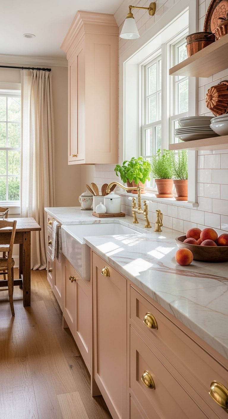 timeless peach kitchen elegance