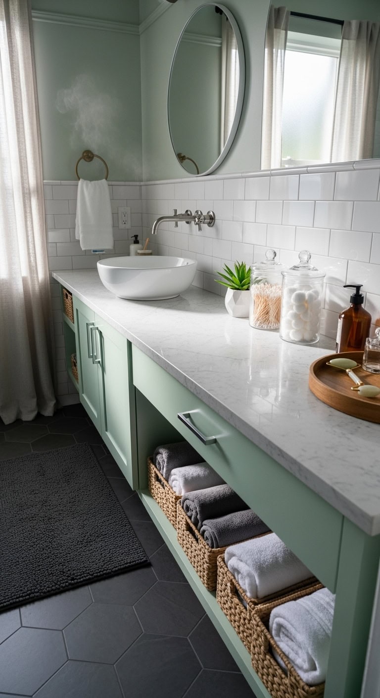 levitating mint green vanity transforms space
