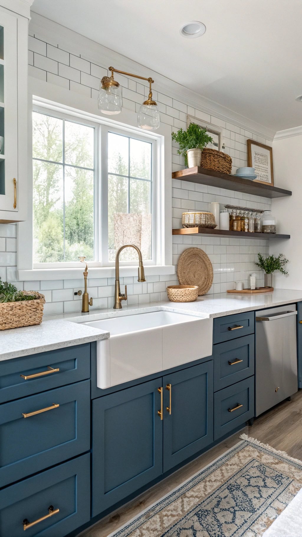two tone blue cabinet combinations